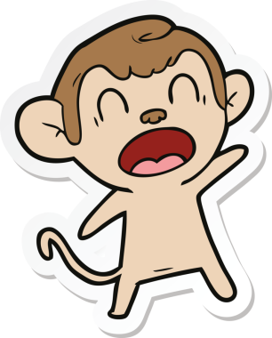 Bir insan tarafından çizilmiş bağıran çizgi film maymunu çıkartması.