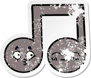 Bir insan tarafından çizilmiş şirin bir karikatür müzik notasının sıkıntılı çıkartması.