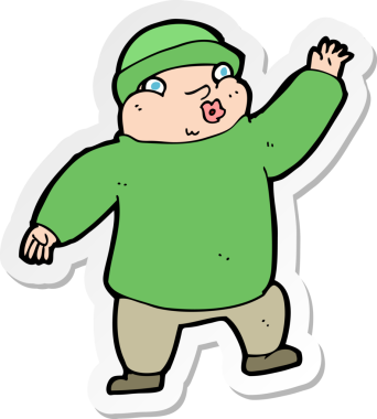 Bir insan tarafından çizilmiş şapkalı bir adamın çıkartması.