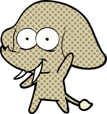 Bir insan tarafından çizilmiş mutlu bir fil.