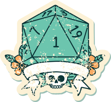 Retro Dövme Biçimi Doğal Bir d20 zar bir insan tarafından çizildi