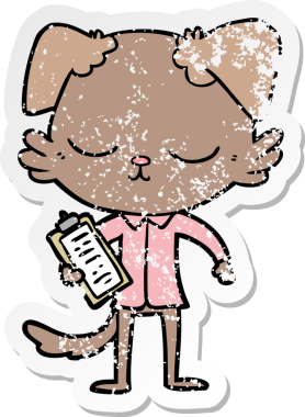 Bir insan tarafından çizilmiş şirin bir köpeğin sıkıntılı çıkartması.