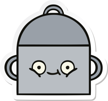 Bir insan tarafından çizilmiş şirin bir yemek pişirme kabının çıkartması.