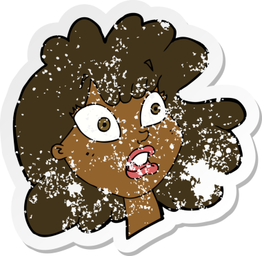 Bir insan tarafından çizilmiş bir karikatürün gerilimli kadın yüzü.