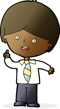 Çizgi film endişeli okul çocuğu bir insan tarafından çizildi.