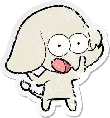 Bir insan tarafından çizilmiş şirin bir filin sıkıntılı çıkartması