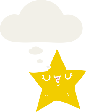 Düşünce baloncuğu olan bir çizgi film yıldızı insan tarafından çizilmiş.