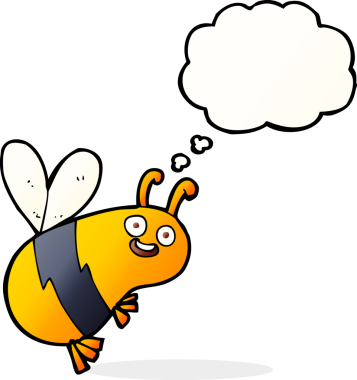 Bir insan tarafından çizilmiş düşünce balonlu komik çizgi film arısı.