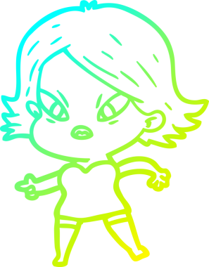 Bir insan tarafından çizilmiş soğuk gradyan çizgi çizimi stresli bir kadın