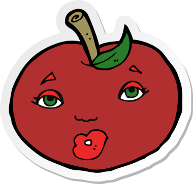 Bir insan tarafından çizilmiş karikatür elmasının çıkartması.