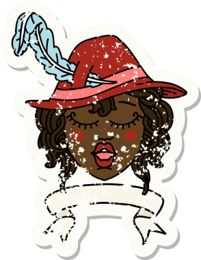 Retro Dövme Tarzı Şarkı söyleyen insan Ozan Karakteri Bir insan tarafından çizilmiş