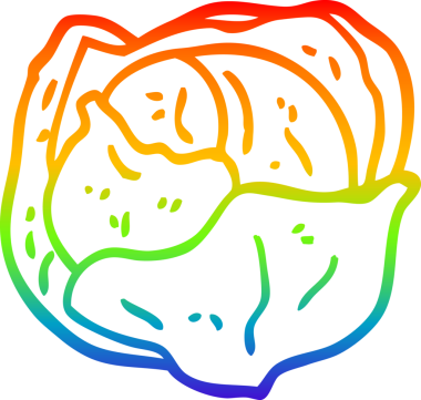 gökkuşağı gradyan çizgi çizimi bir insan tarafından çizilmiş lahana karikatürü