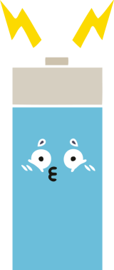 Bir insan tarafından çizilmiş düz renk retro pili.