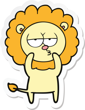 Bir insan tarafından çizilmiş canı sıkkın bir aslanın çıkartması.