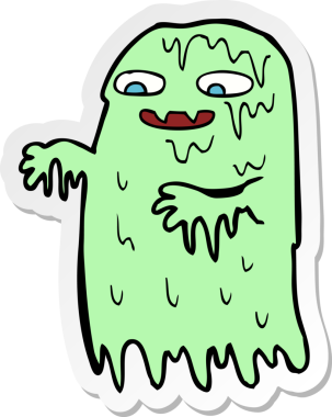 Bir insan tarafından çizilmiş iğrenç bir balçık hayaletinin çıkartması.