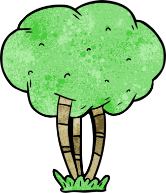 Bir insan tarafından çizilmiş çizgi film ağacı.