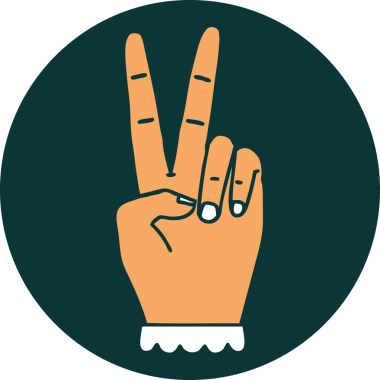 Barış sembolü. Bir insan tarafından çizilmiş iki parmak el hareketi.