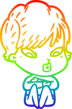 gökkuşağı gradyan çizimi bir insan tarafından çizilmiş bir karikatür kadın