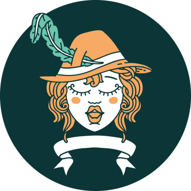 Bir insan tarafından çizilmiş afişi olan şarkı söyleyen ozan karakteri ikonu