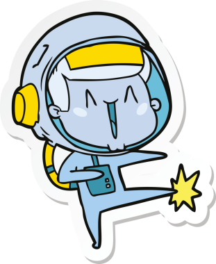 Bir insan tarafından çizilmiş mutlu astronot çizimi.