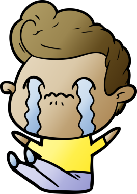 Bir insan tarafından çizilmiş ağlayan çizgi film adamı.