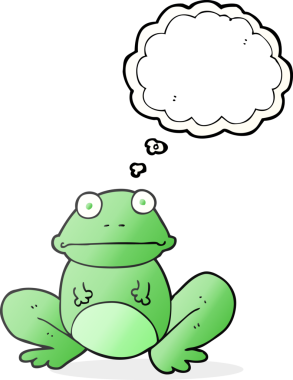 Bir insan tarafından çizilmiş serbest çizim baloncuklu kurbağa.