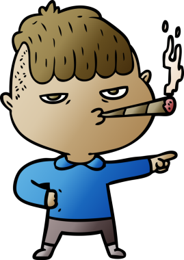 Bir insan tarafından çizilmiş sigara içen karikatürist.