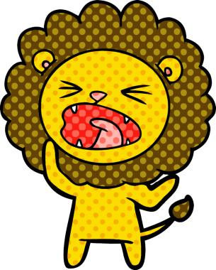 Bir insan tarafından çizilmiş kızgın aslan çizgi filmi.