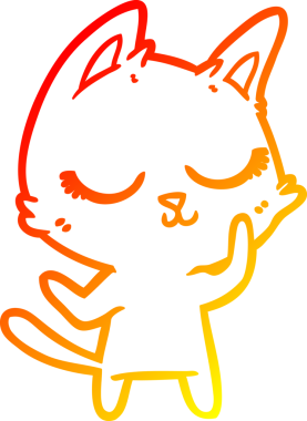 Bir insan tarafından çizilmiş sakin bir çizgi film kedisinin sıcak çizgi çizgisi.