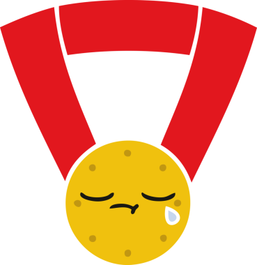 Bir insan tarafından çizilmiş altın madalyanın düz renkli retro karikatürü