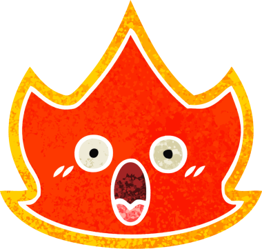 Bir insanın çizdiği ateşin retro illüstrasyon tarzı karikatürü