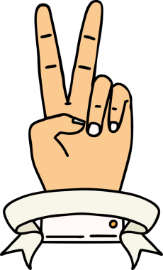 Retro Dövme Tarzı Barış Bir insan tarafından çizilmiş iki parmak el hareketi