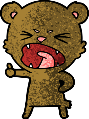 Bir insan tarafından çizilmiş kızgın çizgi film ayısı.