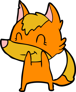 Bir insan tarafından çizilmiş tilki çizgi film karakteri