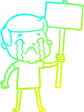 Bir insan tarafından çizilmiş ağlayan bir çizgi film karakteri çizimi.