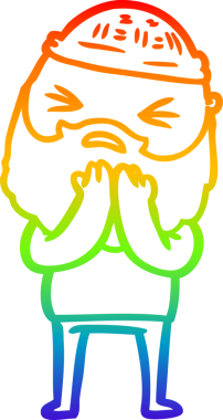 Bir insan tarafından çizilmiş sakallı bir karikatür çizimi.