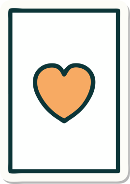 Bir insan tarafından çizilmiş kupa ası geleneksel stiliyle dövme çıkartması.