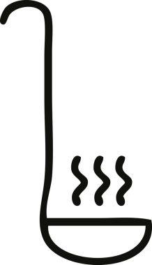 Bir insan tarafından çizilmiş bir mutfak kepçesinin çizgi çizimi