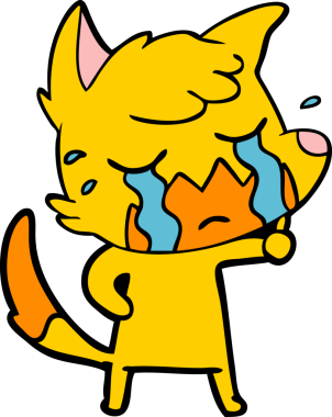 Bir insan tarafından çizilmiş üzgün küçük tilki çizgi film karakteri.