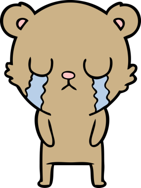 Bir insan tarafından çizilmiş ağlayan ayı karikatürü.