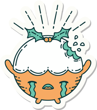 Bir insan tarafından çizilmiş dövme stili puding karakteri.