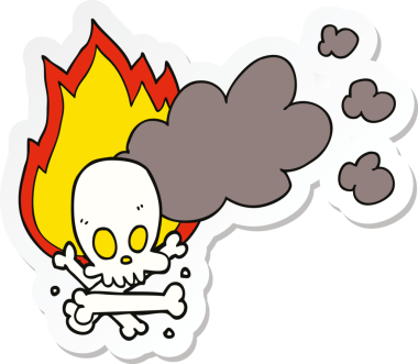 Bir insan tarafından çizilmiş garip, yanan kemiklerin çıkartması.