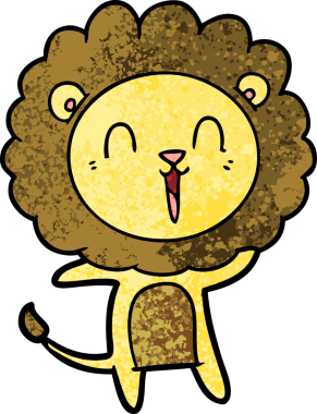 Bir insan tarafından çizilmiş gülen aslan çizgi filmi.