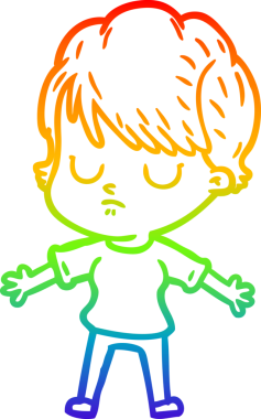 gökkuşağı gradyan çizimi bir insan tarafından çizilmiş bir karikatür kadın