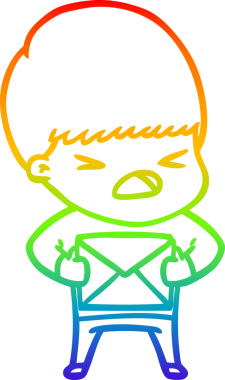 gökkuşağı gradyan çizgi çizimi bir insan tarafından çizilmiş stresli bir adam