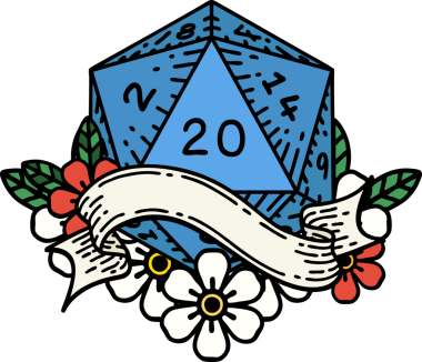 Retro Dövme Biçimi Doğal 20 D20 zar bir insan tarafından çizildi