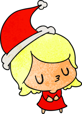 Bir insan tarafından çizilmiş kawai kızının el çizimi karikatürü.