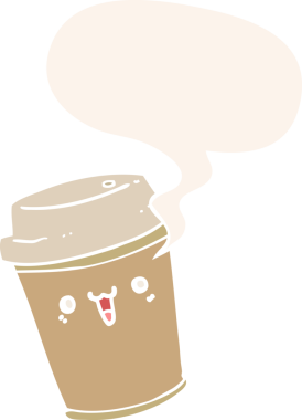 Bir insan tarafından çizilmiş eski usul konuşma baloncuklu kahveyi dışarı çıkar.