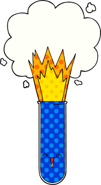 Bir insan tarafından çizilen test tüpünde patlayan kimyasallar.