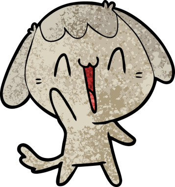 Bir insan tarafından çizilmiş şirin bir çizgi film köpeği.